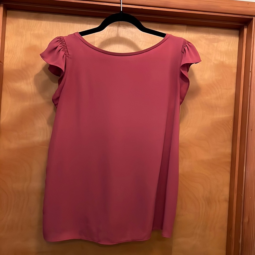 Loft Pink Ruffle Sleeve Top size small
